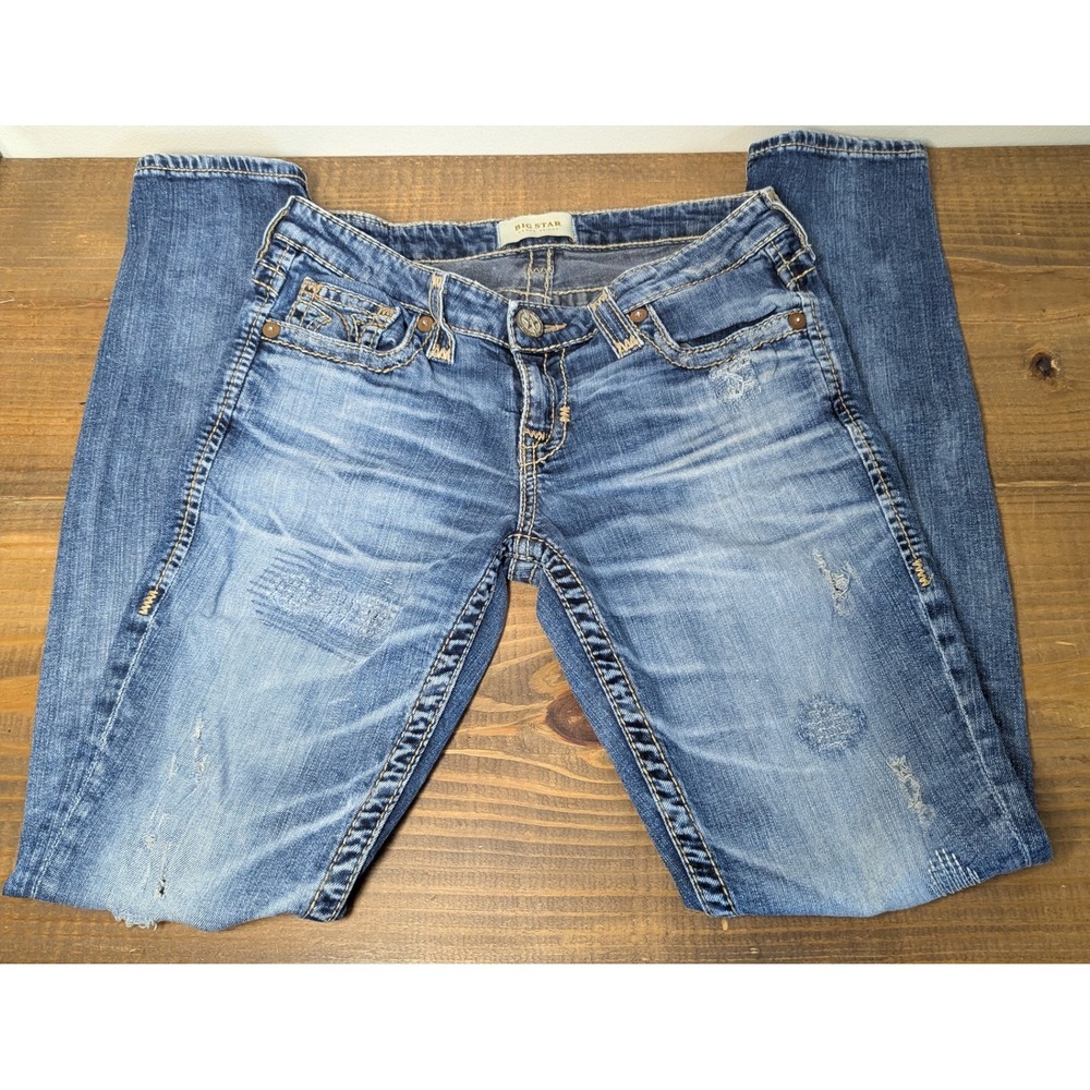 Big Star Jenae Skinny Jeans Womens Size 28R Distressed Medium Wash Ripped Grunge